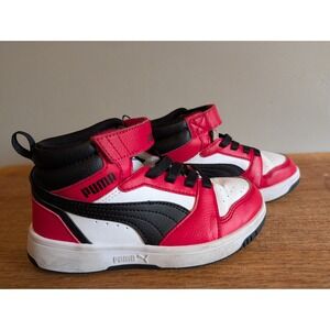 PUMA Rebound V6 Little Kids' Easy On Mid-Top Sneakers Size 12.5 Black Red